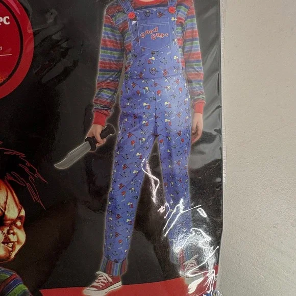 Chucky Child Costume Jumpsuit Large 12 14 Good Guys Horror Halloween Kids - Picture 5 of 8